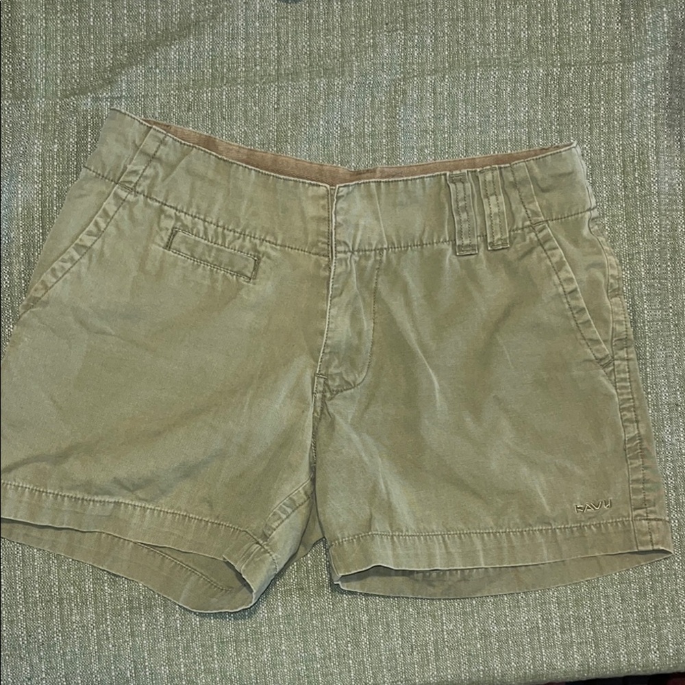 KAVU 100% Cotton Durable Rugged Lightweight Army Green Shorts sz 2 EUC